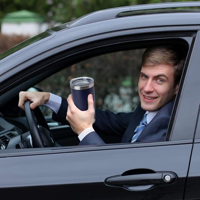 DOMICARE 20oz Tumbler with Lid Stainless Steel Tumblers Bulk, Double Wall Vacuum Insulated Coffee Travel Mug Powder Coated Tumbler, 12 Count (Pack of 1) Navy