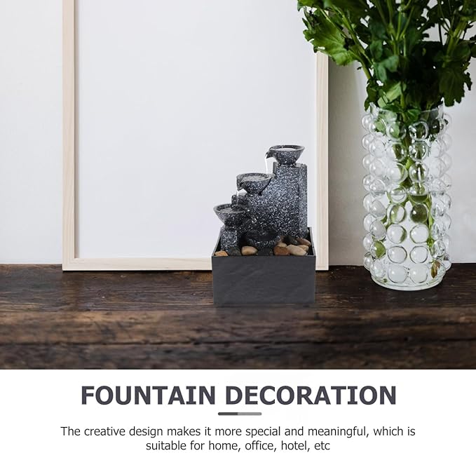 PRETYZOOM Mini Tabletop Water Fountain, USB or Battery Operated Zen Meditation Fountain, 4-Tier Cascading Waterfall for Relaxing Ambiance for Office Desk, Bedroom, Yoga & Home Decor, 6.6-Inch - Bloomnest