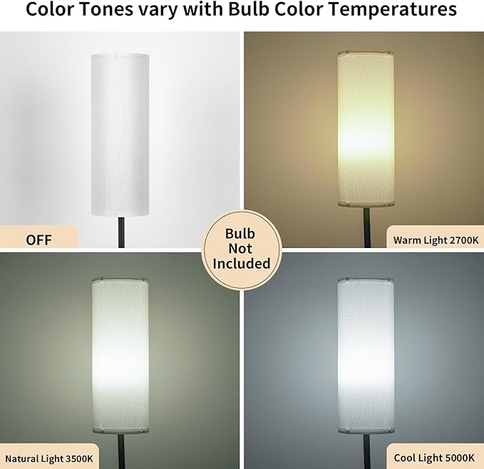 FRIDEKO HOME Floor Lamp with White Shade, Simple Design with Foot Pedal Switch, Small Tall Lamps for Living Room Bedroom Office, Corner Floor Stand Light with Black Pole Lamp (No Bulb/No Remote) - Bloomnest