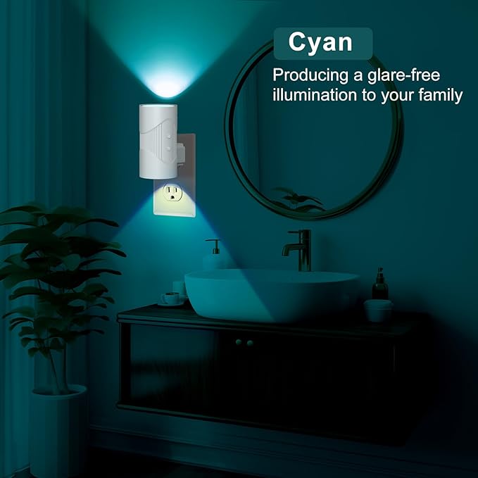 easuntec Night Light, Night Lights Plug into Wall, Color Changing Night Light, Dusk to Dawn Sensor, 8 Light Modes, Dimmable RGB Night Lights for Bedroom Bathroom Hallway Kitchen Stairs (RGB,2 Pack) - Bloomnest