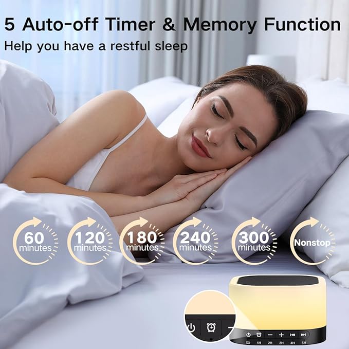 SleeZOO Sound Machine White Noise Machine with 25 Soothing Sounds 12 Colors Light with 10 Adjustable Levels 32 Adjustable Volumes 5 Timers Portable Sleep Machine for Adults Kids Baby (Black) - Bloomnest