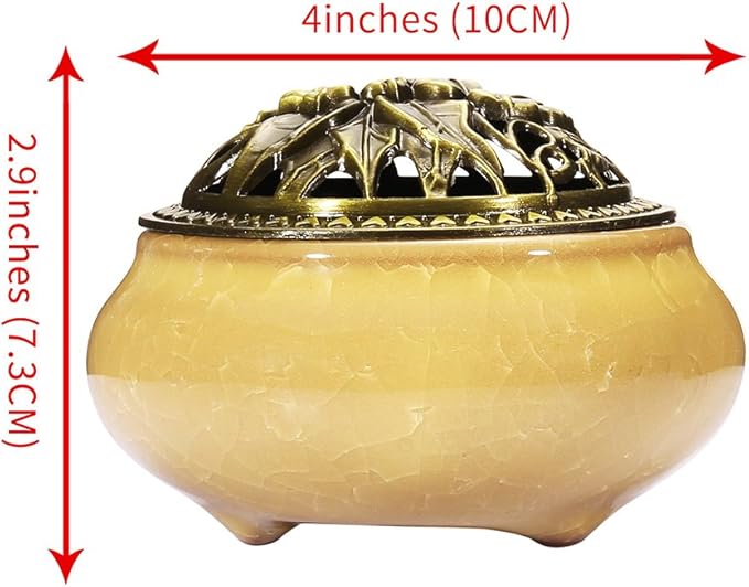 Incense Burner and Cone Incense Holder with Calabash Incense Stick Holder Ceramic Ash Catcher Yellow - Bloomnest