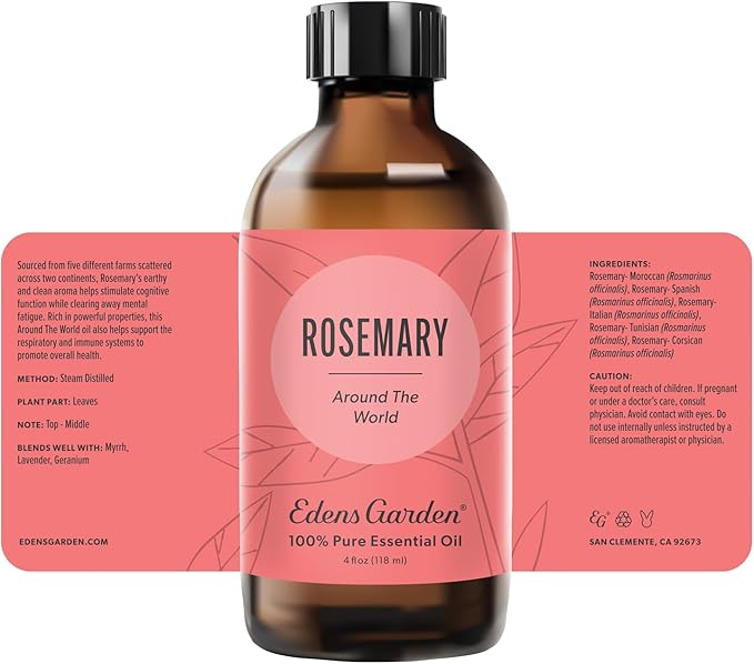 Edens Garden Rosemary Around The World Essential Oil- 100% Pure Premium Grade, Undiluted, Natural, Therapeutic, Aromatherapy, The Best for Diffuser, Skin, Face, Humidifiers 118 ml (4 fl oz) - Bloomnest