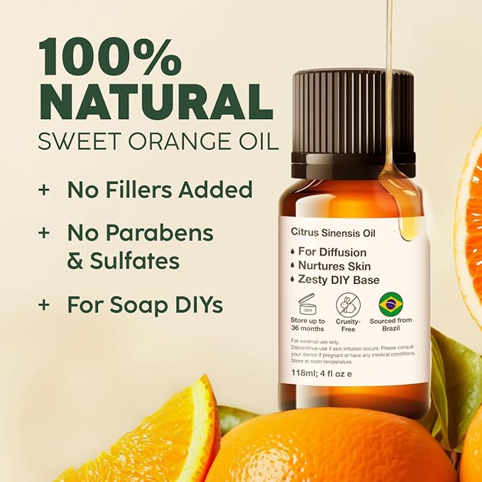 KUKKA Sweet Orange Essential Oils - 0.34 Fl Oz - for Hair, Skin, Diffuser, Aromatherapy & DIY Soap Making Scent - Bloomnest
