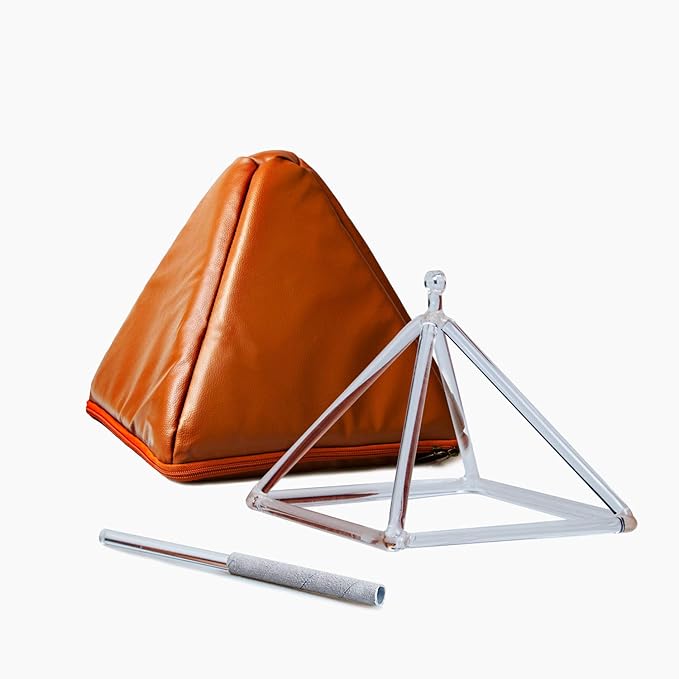 TOPFUND Crystal Singing Pyramid 4.5 inch with Carrying Case and Quartz Suede Mallet