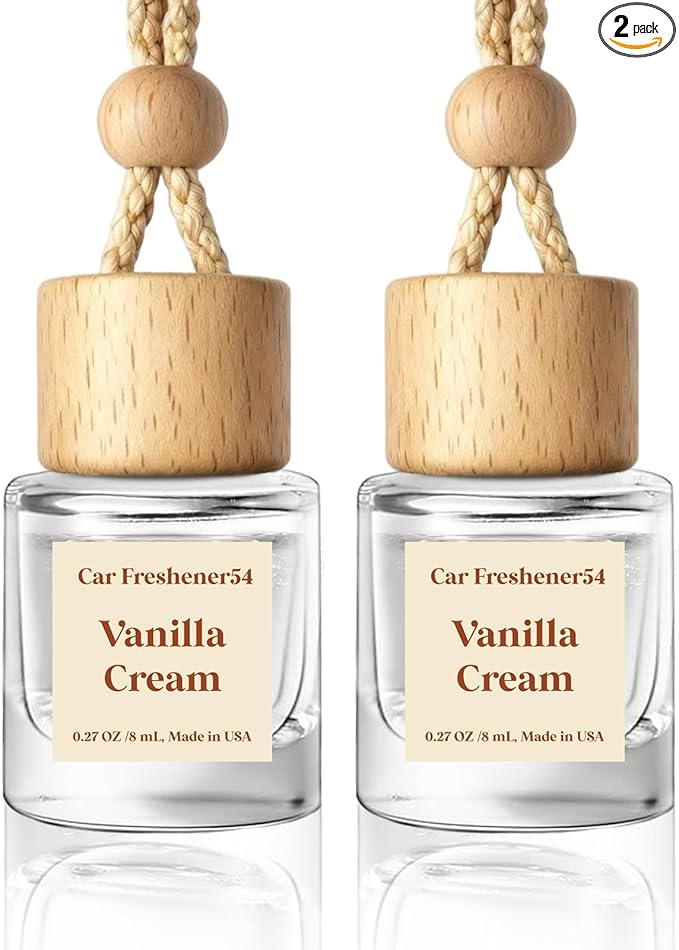 HoogaLife Car Air Freshener Diffuser 2 Pack Hanging Air Freshener Diffuser - Vanilla Cream Fragrance Oil Air D iffuser for Car, 45+ days Long Lasting Fragrance Made in USA C ar Air Fresheners (V54) - Bloomnest
