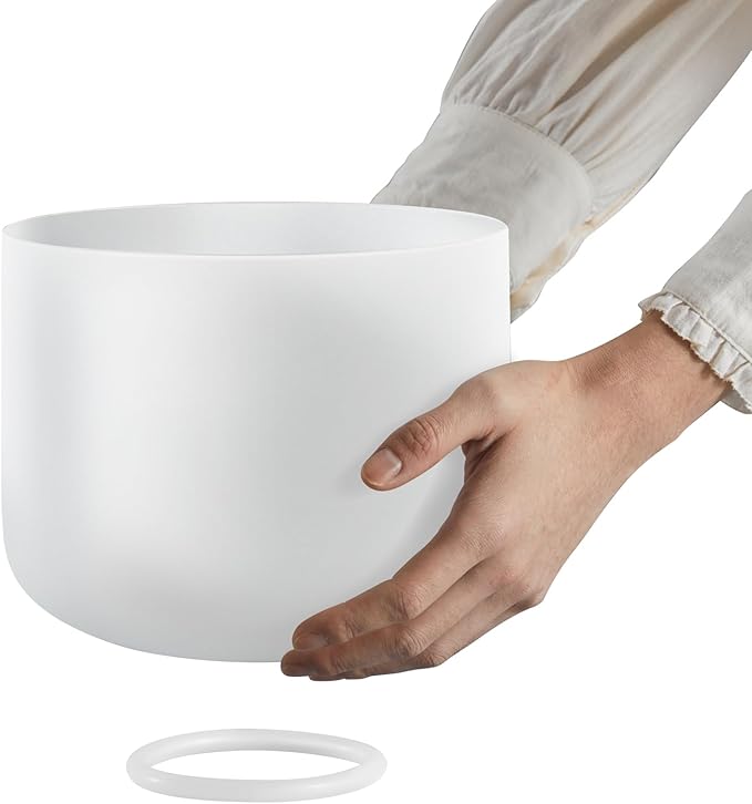 VEVOR 2PCS Crystal Singing Bowls, 8-inch and 10-inch A & F Note Singing Bowls, Frosted Quartz Singing Bowl with 10" Carrying Bag, 1 Rubber Mallet and 2 O-Rings, Ideal for Meditation Yoga Sound Healing - Bloomnest