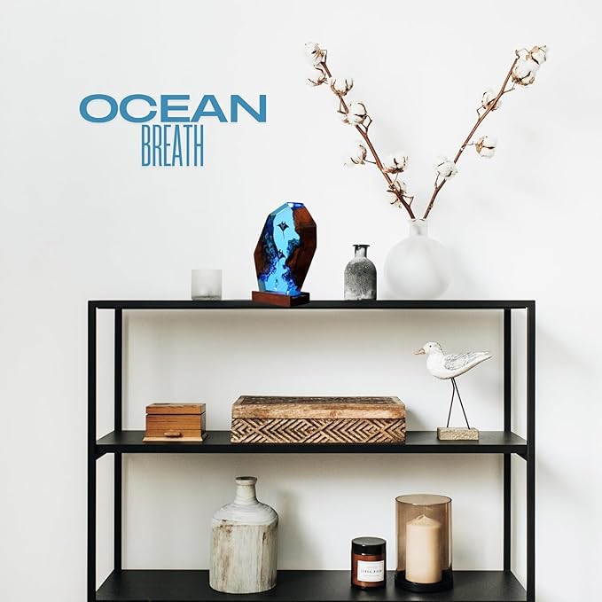 Handmade 3D Ocean Resin Lamp, Epoxy Ocean Night Light with Wooden Base, LED Color Changing Table Lamp, USB Powered Dragons Decor, Unique Ocean Gift for Bedroom & Home Office (Manta Ray) - Bloomnest