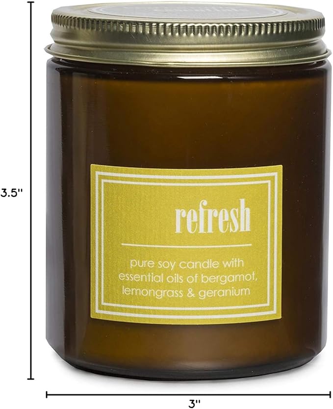 ECO CANDLE CO. Essentials Candle, Refresh, 8 oz. - 100% Soy Wax, No Lead, Hand Poured, Phthalate Free, Made from Midwest Grown Soybeans, All Natural Wicks - Bloomnest