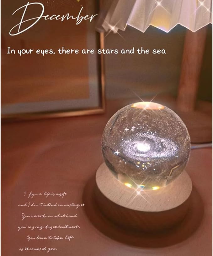 3D Crystal Ball Night Light Mood Lighting Cozy Comfort Gifts Home Decor lamp for Bedroom Space Lamps Happy Cozy Comfort Gifts (People) - Bloomnest