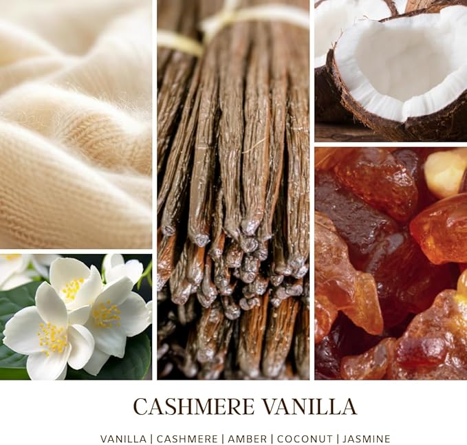 Crackling Wood Wick Vanilla Cashmere Scented Candle Natural Soy Wax 50 hrs Long Lasting Hand-Poured Highly Scented Crackle Wooden Wick Soothing Sound - Bloomnest