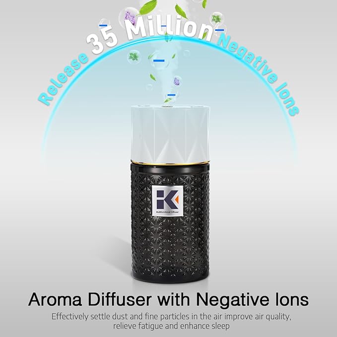 Ikeda Essential Oil Diffuser with Negative Ions, 250ml Glass Aromatherapy Diffuser with 10mL Lavender Essential Oil,3 Modes & 2000 mAH Battery Operated Car Diffuser with Night Light for Home CarAirFreshener