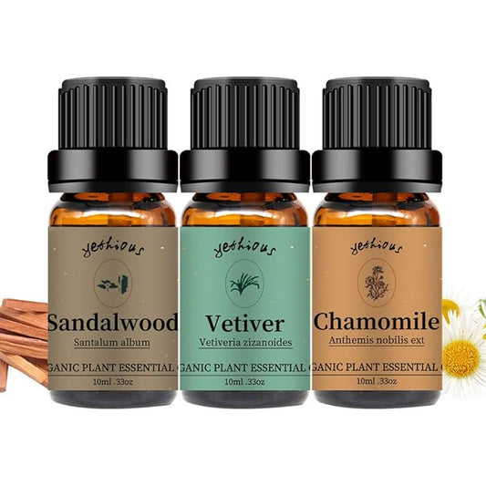 Yethious Chamomile Sandalwood Vetiver Essential Oil Set Organic 100% Pure Aromatherapy Oils for Diffuser - Bloomnest