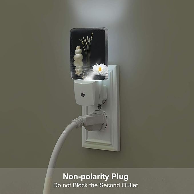 Zen White Lotus Night Light,Plug Into Wall with Dusk to Dawn Light Sensors, Warm Nightlights for Bedroom, Bathroom, Hallway, Kitchen, Gifts Ideal for Boys Girls Women Men - Bloomnest