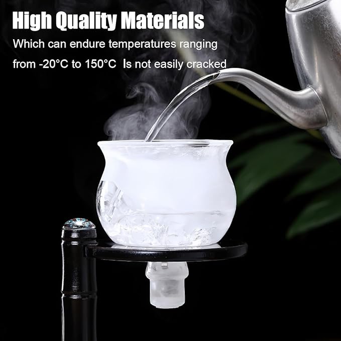 Glass Semi Automatic Tea Set，Lazy Kungfu Drip TeaPot, Magnetic Water Diversion Rotating Cover Bowl Semi-Automatic Glass Teapot，Heat Resistant Kungfu Tea Set Perfect of Holiday Gifts - Bloomnest