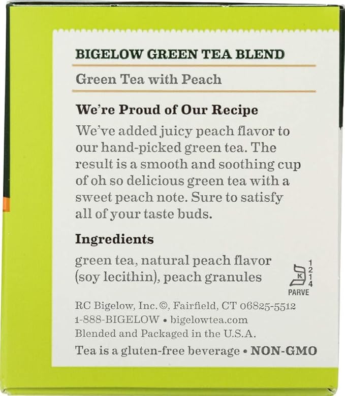 Bigelow Tea, 20 Bags - Green Peach (3 Pack) - Bloomnest