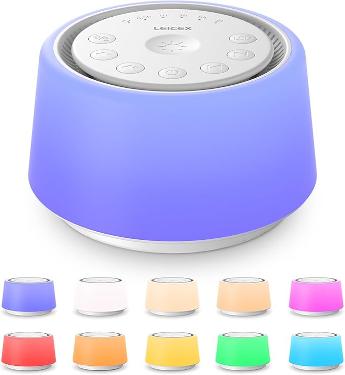 White Noise Sound Machine | Sound Machine for Baby Rechargeable | 30 Soothing Sounds | 10 Colors Night Light | White Noise Machine for Sleep Baby Adults Portable Sound Machine for Home Travel - Bloomnest