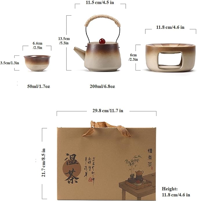 Lifting Beam Pot Style Rough Pottery Tea Set, Boiled Over Open Fire, Gift Box Packaging Suitable for Mother'S Day, Father'S Day, Christmas, Birthday Parties, Company Gifts