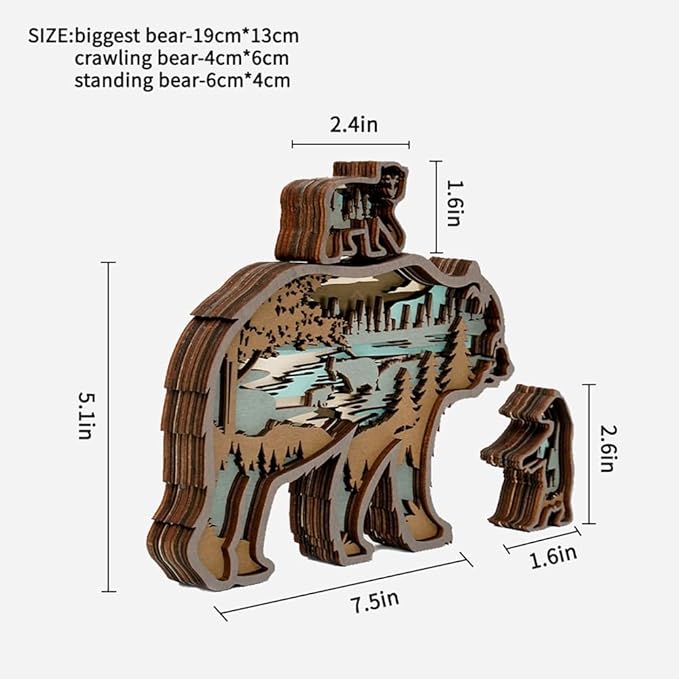 3D Wooden Animal Carving LED Night Light, Wood Carving Light, Modern Home Decoration, Decorative Tables, Cabinets, Living Rooms, Bedrooms, Offices, Farmhouses, Bookshelves, Perfect Holiday Gifts - Bloomnest