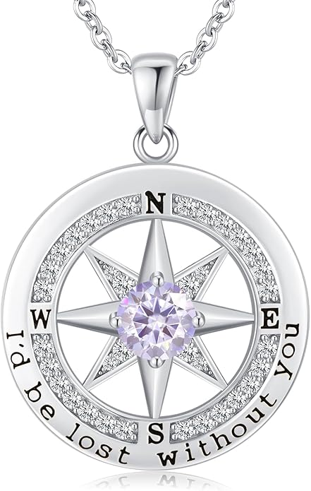 S925 Necklace Gift for Wife |Compass Jewelry |Women Anniversary |Sterling Silver |Girlfriend Birthday Gifts for Her Valentines |I'd be Lost without You |Jewel 18K Gold - Bloomnest