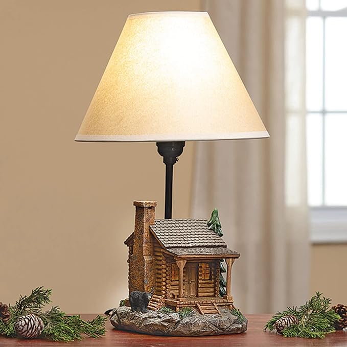 BLACK FOREST DECOR - Cozy Cabin Accent Lamp for Cabin, Living Room, Nightstand, Desk - Vintage Rustic Home Décor - 16.25" x 10" - Bloomnest