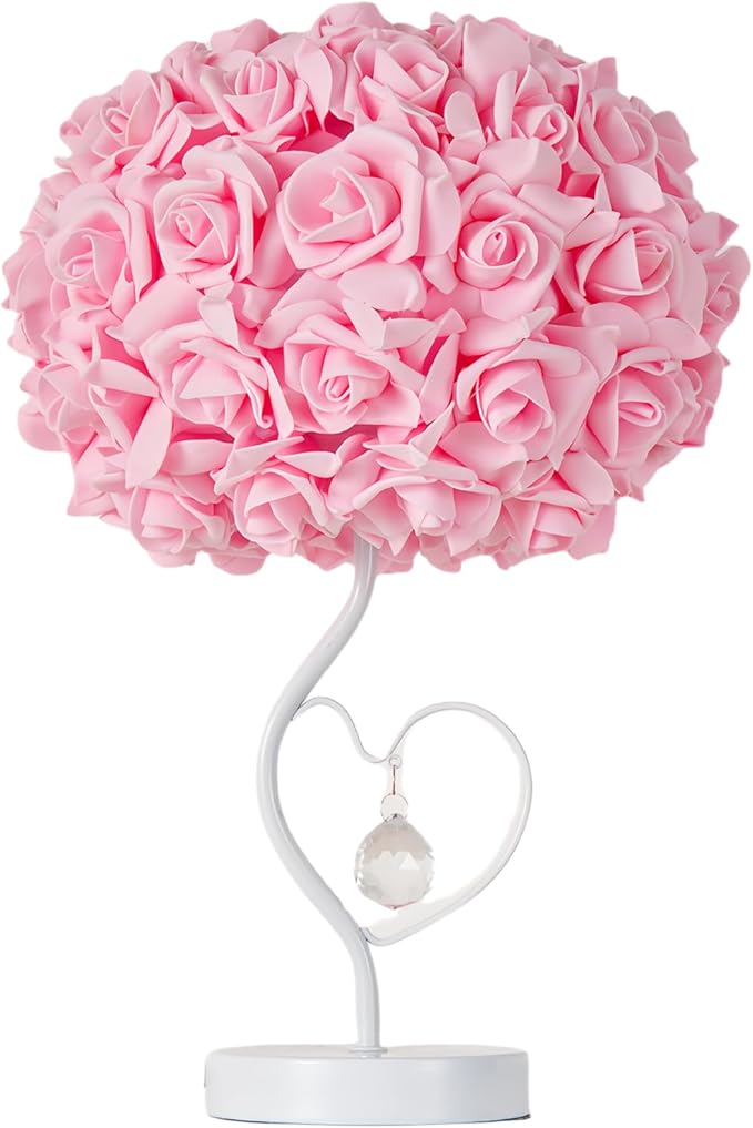 Pink Rose Flower Bedside lamp Princess Table lamp Flower Lamp for Nightstand Desk Light for Bedroom Women Girl Dating Gifts Party Wedding Decor Living Room Restaurant Office - Bloomnest
