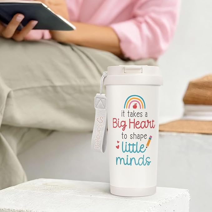 Teacher Tumbler - Stainless Steel 2-in-1 Lid Coffee Tumbler 18 oz, Insulated Travel Mug Appreciation Gift for Women, Teacher's Day, Birthday Christmas Graduation - Bloomnest
