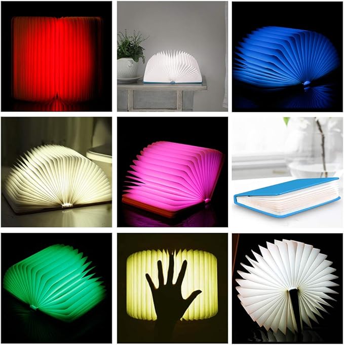 Veesee 8 Colors Rechargeable Book Night Light, Novelty LED Book Lamp USB Charge, Home Bedroom Decor Gift for for Birthday, Anniversary, Kids, Girlfriend, Wife (Blue) Christmas Gift，New Year Gift - Bloomnest