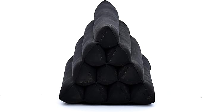 Leewadee Triangle Cushion – Comfortable Backrest for TV or Reading, Incline Pillow for Relaxing Made of Kapok, 20 x 13 x 13 inches, Black - Bloomnest