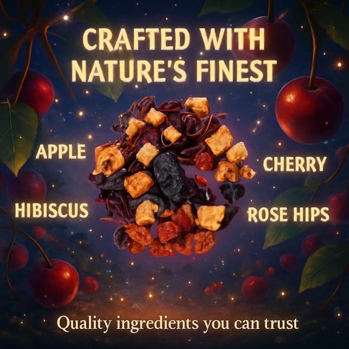 Bellasia Tea Cherry Jubilee for Kids Using Real Fruit Pieces - Caffeine Free Herbal Tea with Real Ingredients & Balanced Flavor- Add Loose Leaf Tea to Your Child’s Routine for A Fun & Tasty Drink - Bloomnest