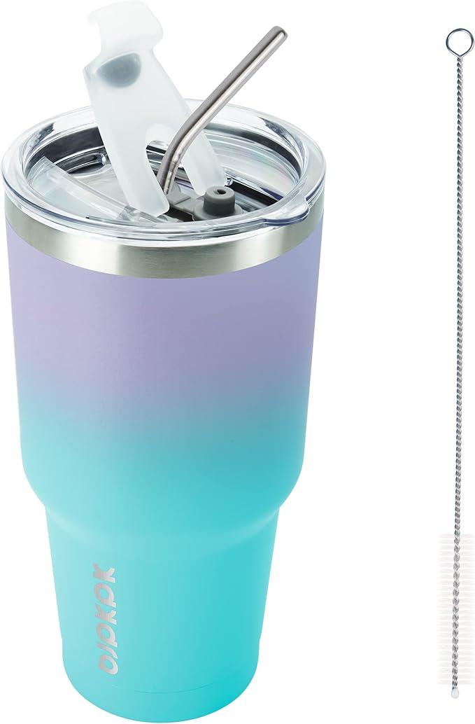 BJPKPK 30oz Tumbler Stainless Steel Double Wall Vacuum Insulated Mug with Straw and Lid for Women and Men,Lavender Green - Bloomnest