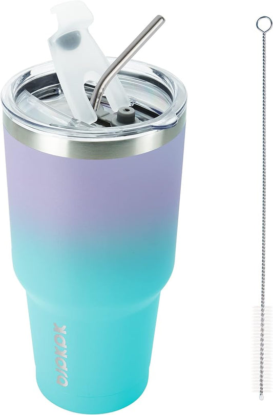 BJPKPK 30oz Tumbler Stainless Steel Double Wall Vacuum Insulated Mug with Straw and Lid for Women and Men,Lavender Green - Bloomnest