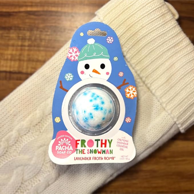 PACHA SOAP Co. Holiday Bath Bomb Card 3 Pack, Frothy The Snowman - Scents of Lavender, Moisturizing, Naturally Derived & Handcrafted in The USA - Bloomnest