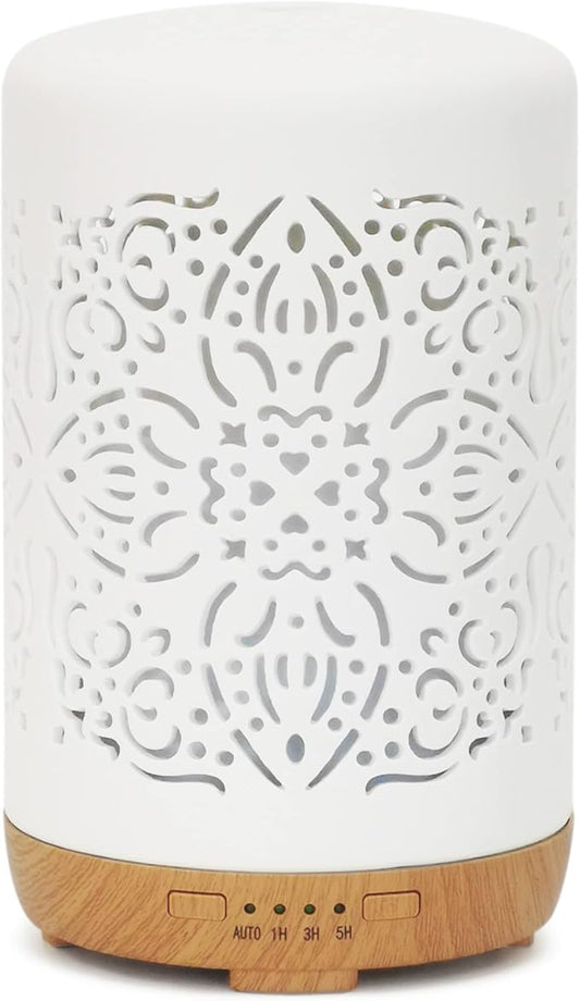 Earnest Living Essential Oil Diffuser White Ceramic Diffuser 250 ml Timers Night Lights and Auto Off Function Home Office Humidifier Aromatherapy Diffusers for Essential Oils - Bloomnest