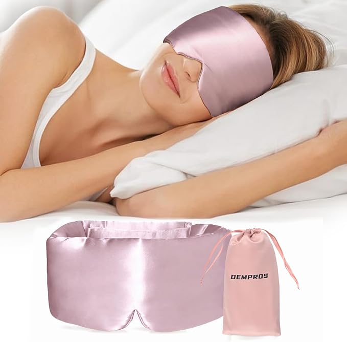 Mulberry Silk Sleep Mask for Side and Back Sleepers, Blackout Eye Mask for Sleeping for Women Men with Adjustable Band, Comfortable Soft Pressureless Eye Cover for Sleeping in Large Size - Bloomnest