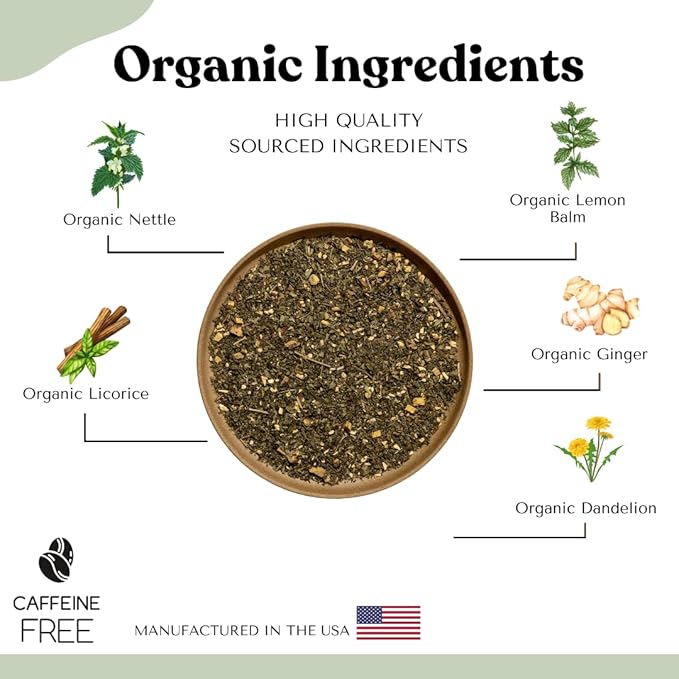 AutoimmuniTea – Soothing Tea Bags for Allergy Relief and Sinus Relief, Organic, Caffeine Free and USDA Certified, Blend of Lemon Balm, Ginger, Nettle, and Licorice, AIP Friendly - Bloomnest
