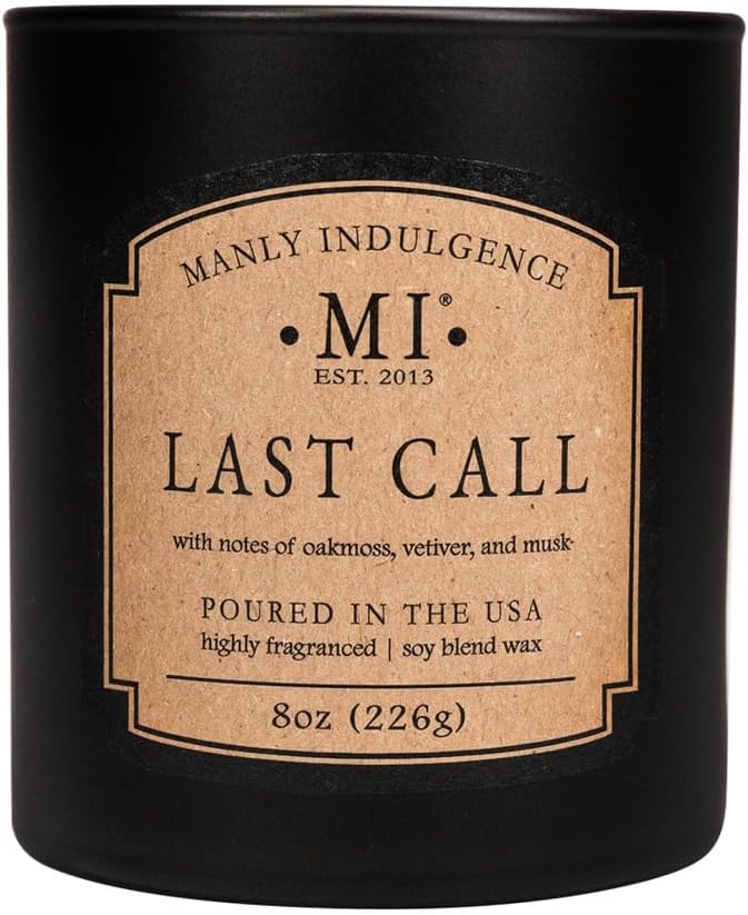 Manly Indulgence Last Call Scented Candles for Men, Premium Soy Blend Wax, 45H Burn, Candles for Home Scented, Gift-Ready Packaging - Made in The USA - Bloomnest