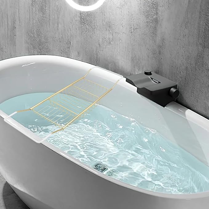 Stainless Steel Shower Tub Tray: European Style Extendable Bathtub Tray for Luxury Bath, Stainless Steel Over The Bathtub Rack for Bathroom Accessories - Bloomnest
