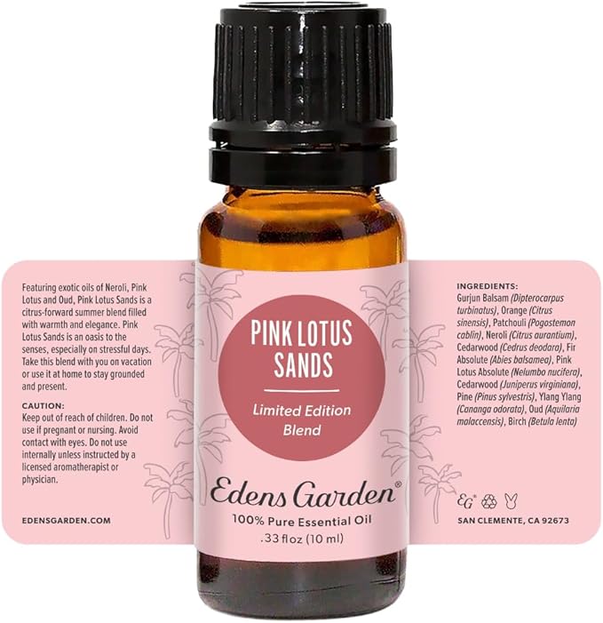 Edens Garden Pink Lotus Sands Essential Oil Blend- 100% Pure Premium Grade, Undiluted, Natural, Therapeutic, Aromatherapy, The Best for Diffusing, Skin, Candle, Laundry 10 ml (.33 fl oz) - Bloomnest