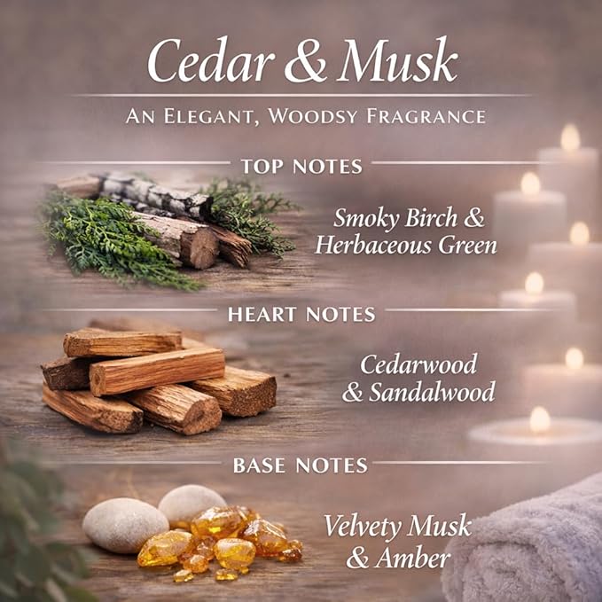 Cedar Wood & White Musk Essential Oil Reed Diffuser for Home&Office, Luxury Hotel Collection Diffuser Oil Inspired by Ritz Carlton, Bathroom,Bedroom&Living Room Shelf Decor,Non-Toxic & Gift Ready - Bloomnest