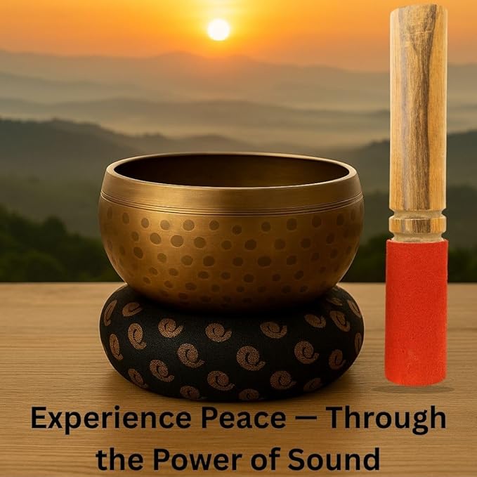 Tibetan Singing Bowl Set 4"- Sound Healing Meditation with Mallet & Cushion| Spiritual Gift for Women and Men Handmade Yoga Accessories GUAAFA
