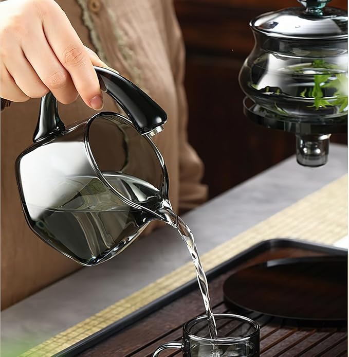 Lazy Kung Fu Glass Magnetic Tea Set, Semi Automatic Drip TeaPot, Heat Resistant Glass Magic Teapot Set, Suitable for home/office Reception Tea Set, Perfect for Holiday Gifts - Bloomnest