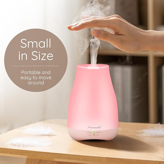 Homeweeks Diffusers, 100ml Colorful Essential Oil Diffuser with Adjustable Mist Mode,Auto Off Aroma for Bedroom/Office/Trip (100 ML 1 Pack) - Bloomnest