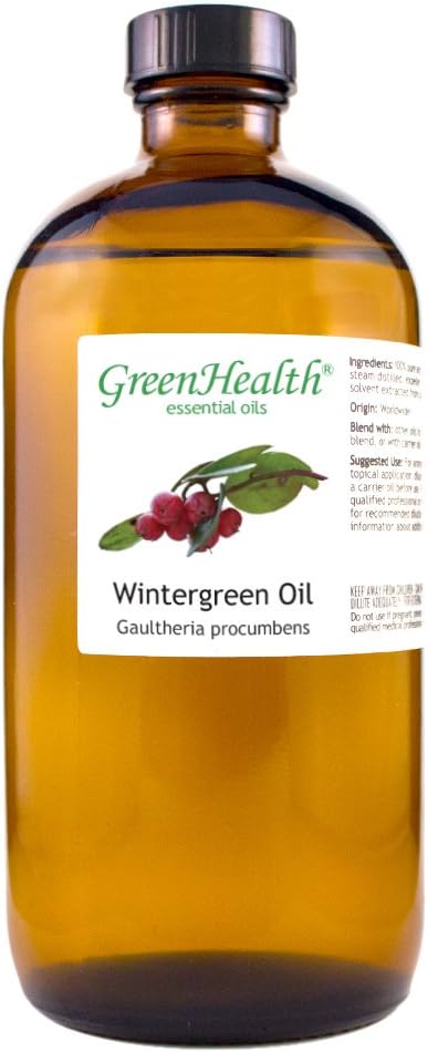 Wintergreen Essential Oil - 16 fl oz (473 ml) Amber Glass Bottle w/Child Resistant Cap - 100% Pure Essential Oil - GreenHealth - Bloomnest