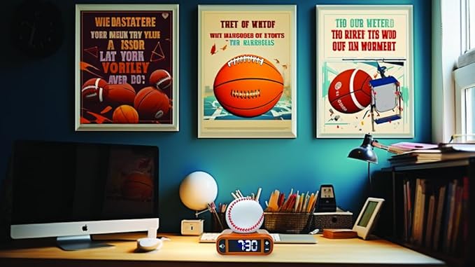 LEXiBOOK, Baseball - Baseball Nightlight Alarm Clock, Sounds and Melodies, LCD Backlit Screen, Luminous, Snooze, Brown/White, RL800BL - Bloomnest