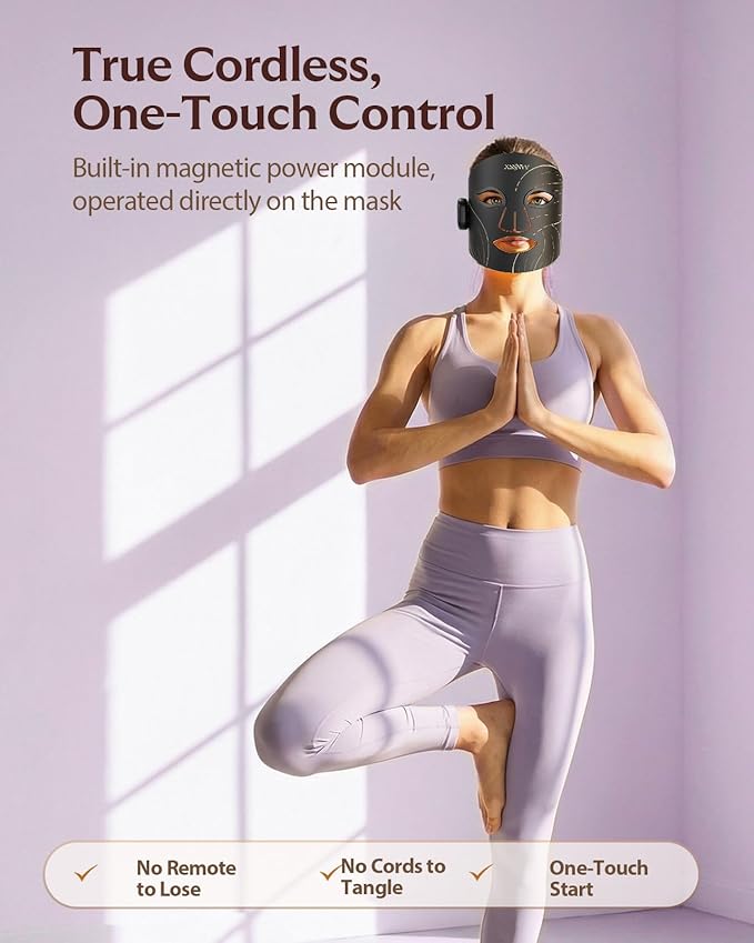 Red Light Therapy Mask for Face – 4 Mode Cordless LED Face Mask Light Therapy with Eye Protection, 850NM Infrared & Red Light, 10-Min Timing Function, 272 LED Beads, Rechargeable for At-Home & Travel MadeforEverydaySkinRoutines