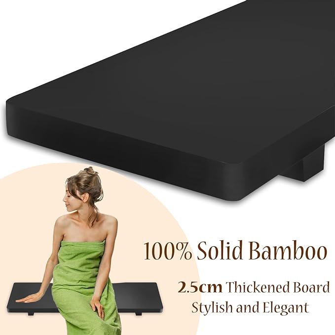 Stylish Black Bamboo Bathtub Tray Caddy with Adjustable Legs, Minimalistic Design Bath Tray for Tub, Bathtub Accessories, Fit Standard and Against Wall Bath Tubs, Gift Idea for Women - Bloomnest