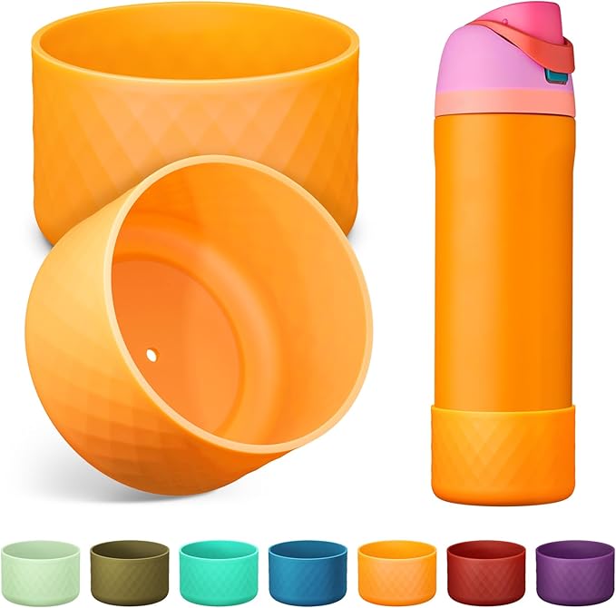 2PCS Silicone Water Bottle Boot for Owala 24oz 32oz 40oz, Anti-Slip Protective Sleeve Bottom Bumper Protector for FreeSip, Twist, and Flip Stainless Steel Water Bottles Alwenid