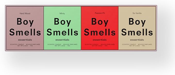 Boy Smells Essentials Votive Quad Gift Set – 4-Piece Mini Soy Wax Candle Collection for Home Fragrance & Gifting – 3oz Each - Bloomnest