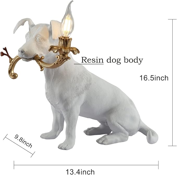 Modern Resin Engraved Puppy Dog Table Lamp,Home Decor Rio Dog Animal Desk Lamp for Living Room Bedroom Bedside LED Light, Indoor Children's Lamp - Bloomnest